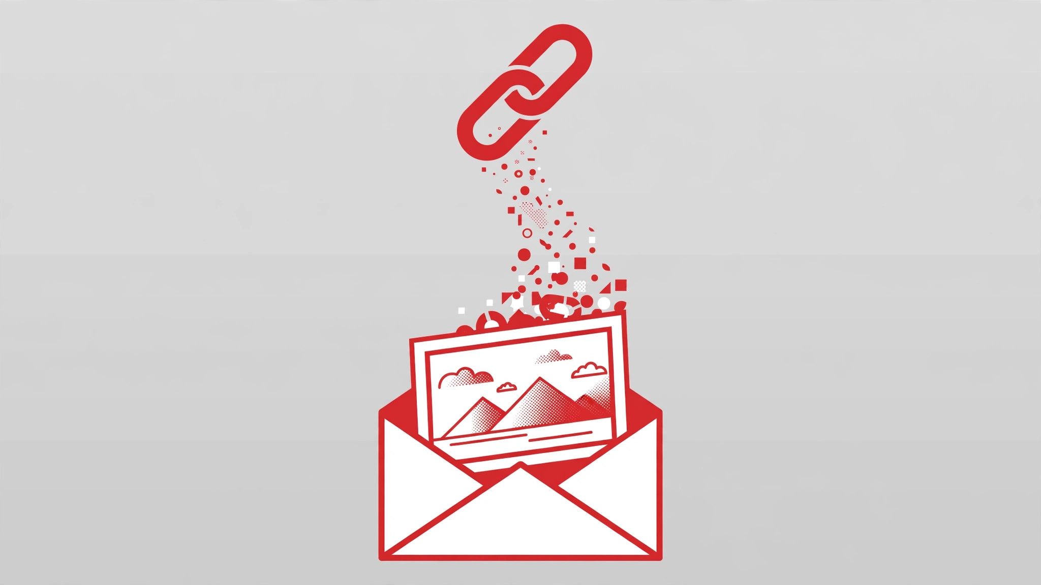 Illustration showing how to create an image link for email instead of attaching files