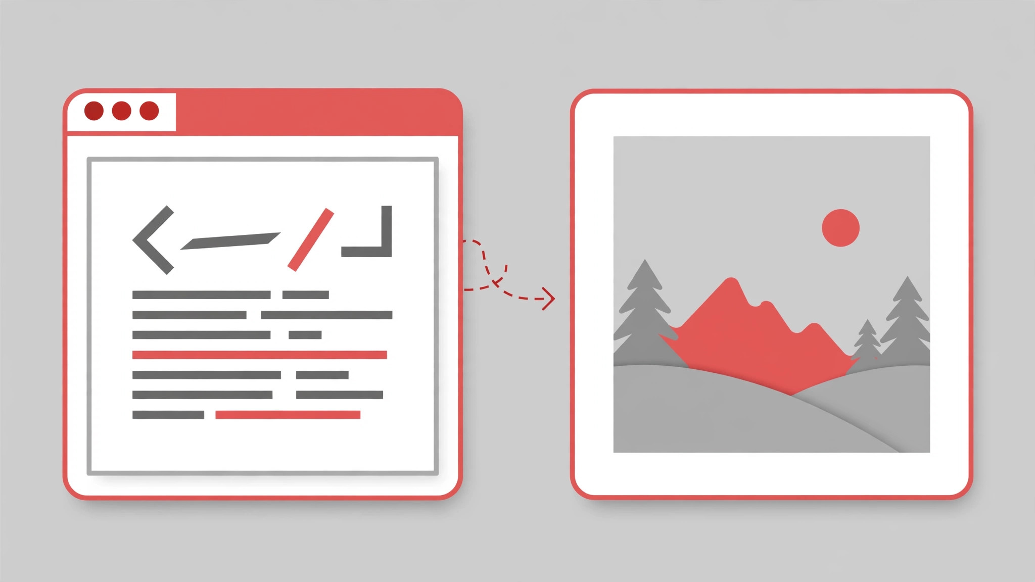 Illustration showing how to get an image URL for HTML img tag with a code example