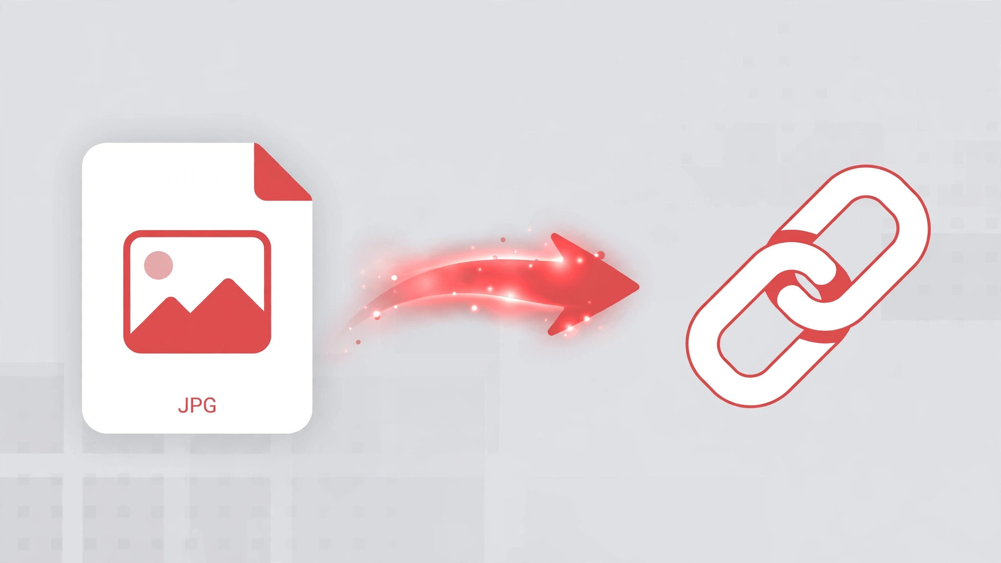 Illustration of converting a JPG image to a URL link in seconds