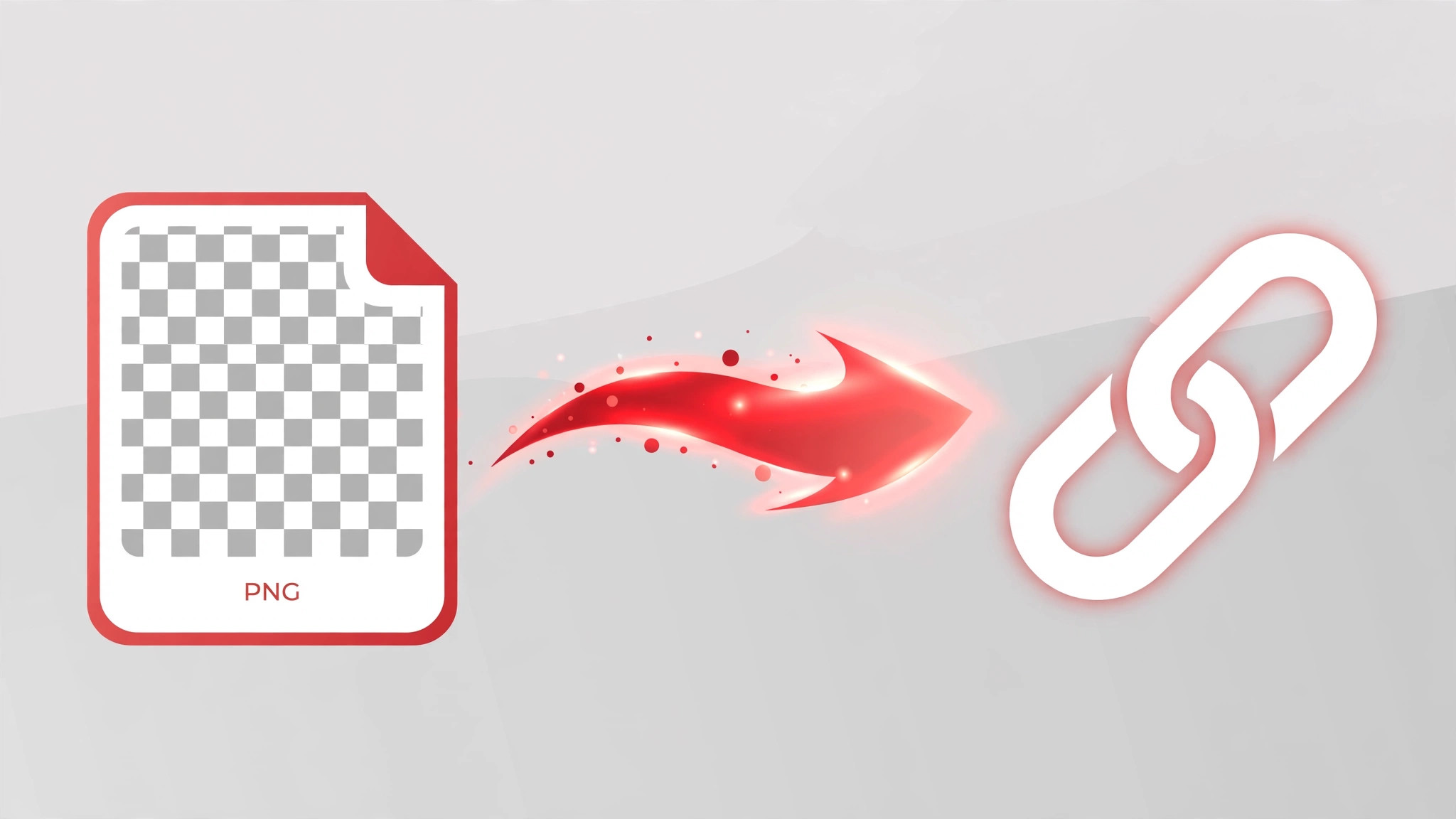 Illustration showing a PNG image being converted to a shareable URL link