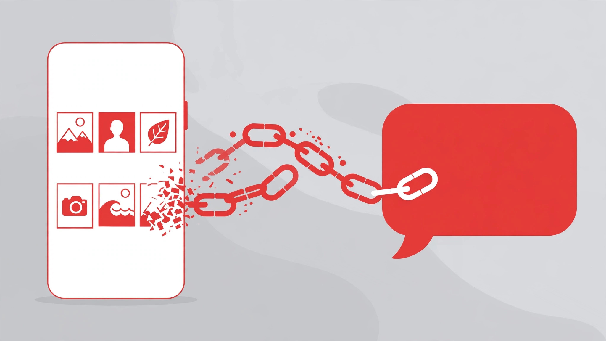 Illustration showing how to send photo as link on WhatsApp by converting the image to a shareable URL