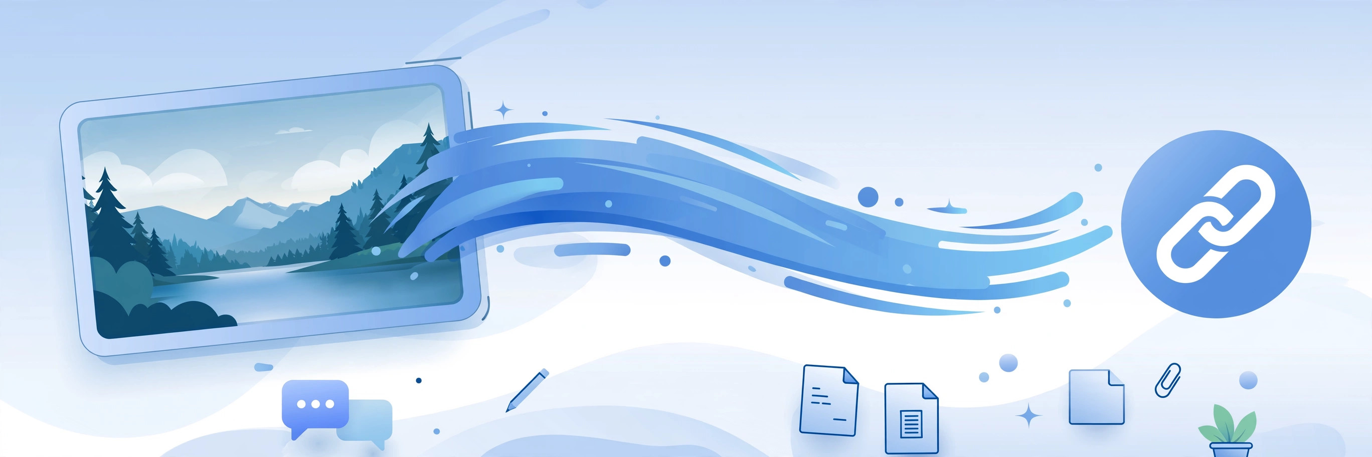 Illustration of turning a photo into a shareable link for team workflows